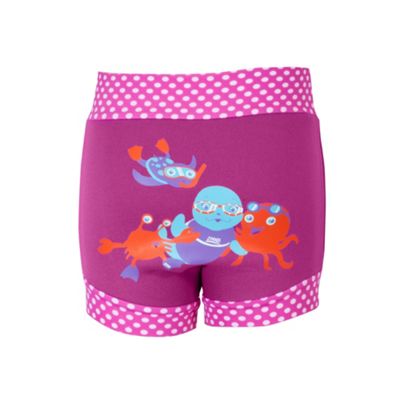 Baby girls' pink sea animal print swim nappy
